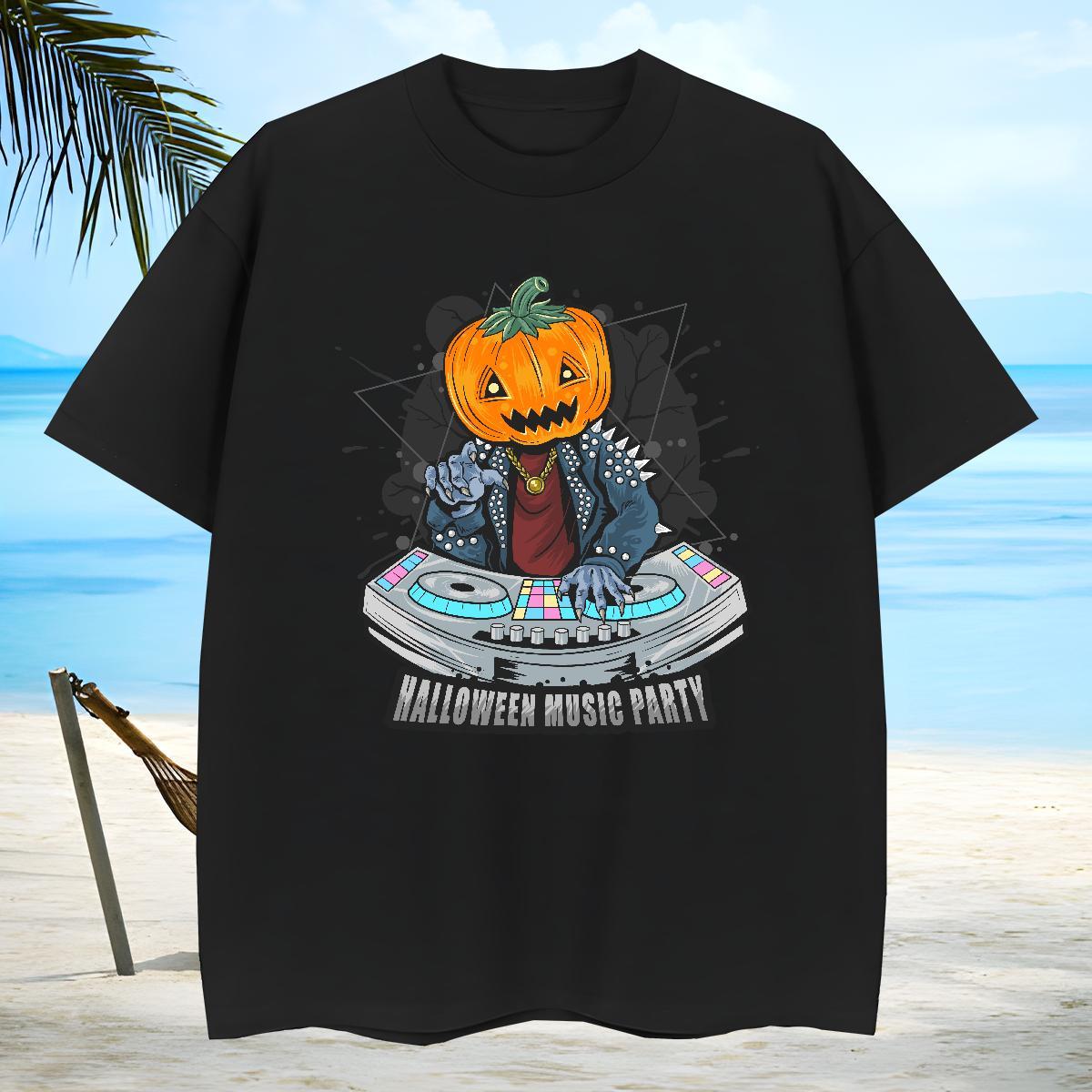 Cool Design Men Clothes T-Shirt 230g Cotton Halloween T-Shirts Daily Outfit Short Sleeve O-Neck Oversized 3XL 4XL New Polos