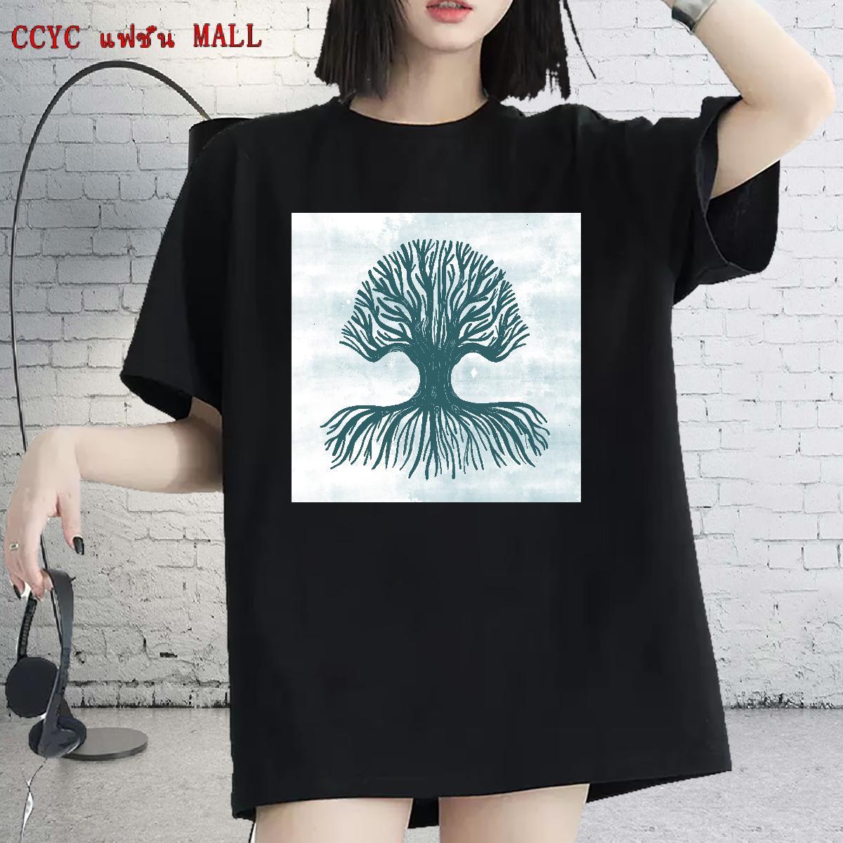 Female Womens T Shirts Breathable Short Sleeve Lady T shirt Custom Cartoon tree Outdoor 230g 100% Cotton 2024 Designer Tees