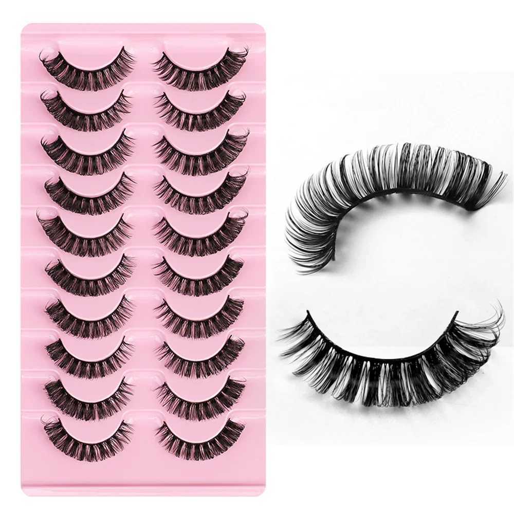 10 pairs of Russian striped eyelashes DD curly false eyelashes fluffy Wispy faux mink bag W240803