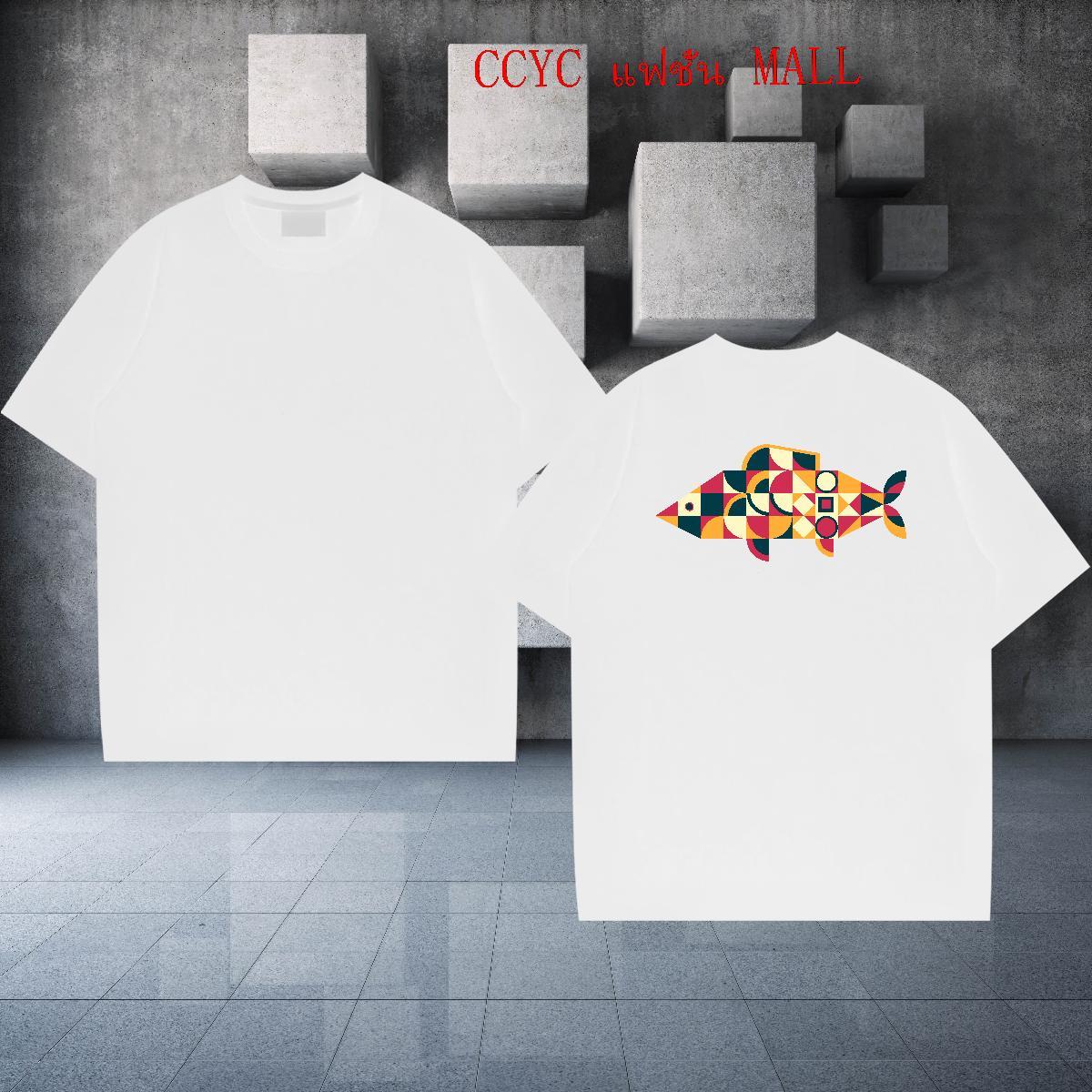 DIY T Shirts Men 230g Pure Cotton fish Sport Top Tees Crew Neck Cool Design Tshirts Oversized 3XL 4XL