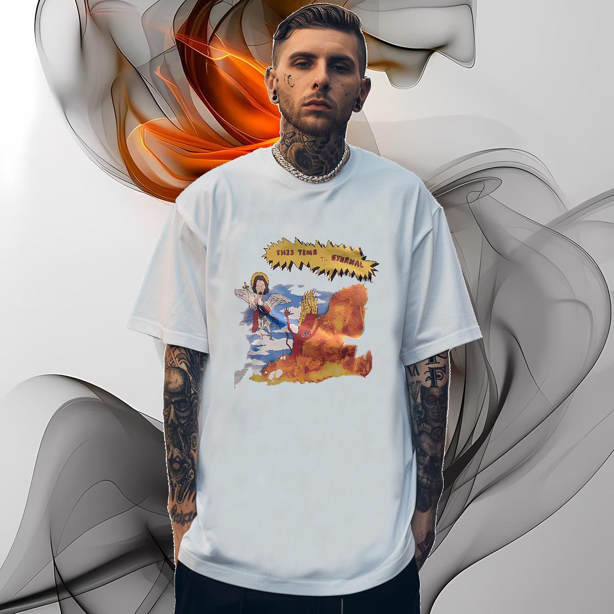 Man T Shirts 230g Cotton icon Street Casual Crew Neck White Plus Size Mens Tshirts Designer High Quality Tops Shirt