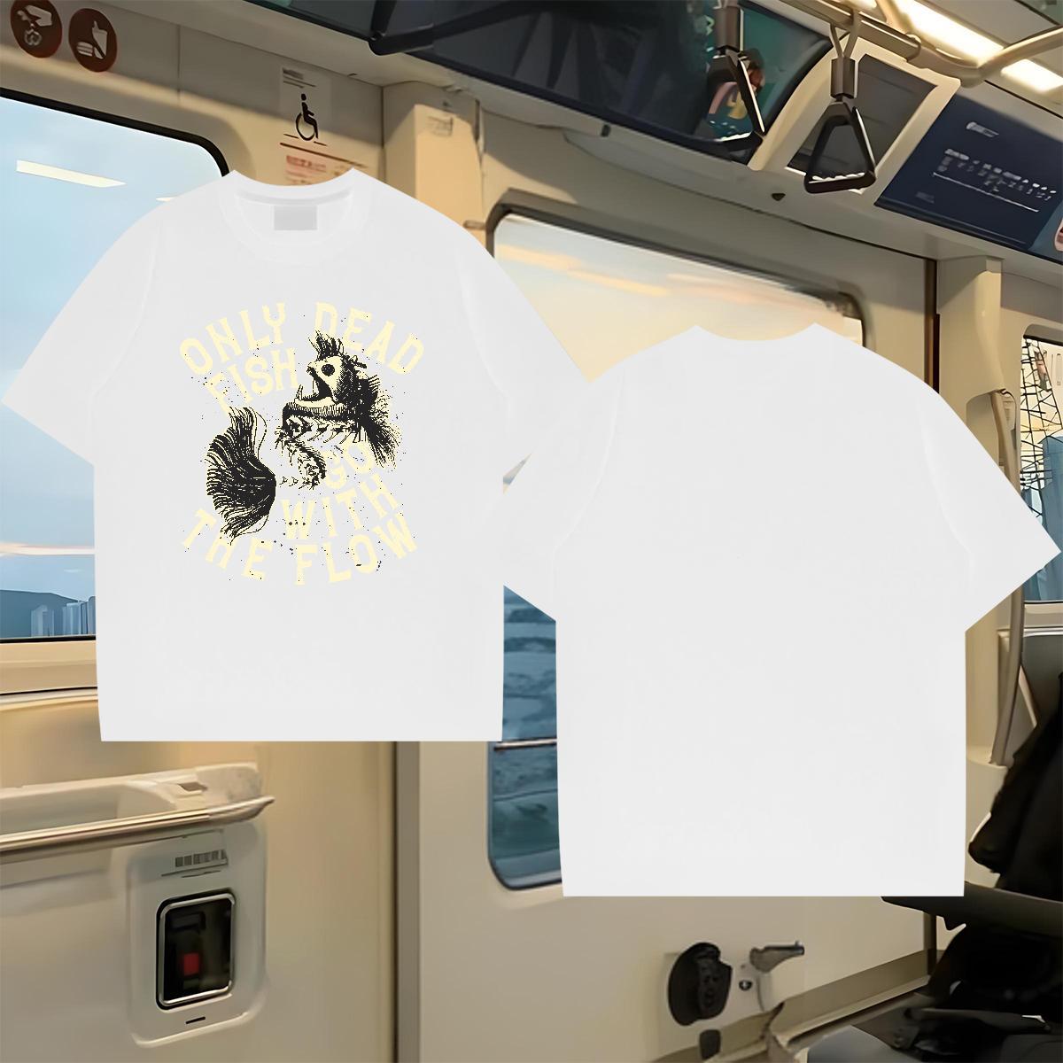 DIY Man T Shirts 100% Cotton 230g fish Outdoor Clothings Short Sleeve O-Neck Wholesale Couples T Shirts Customized Print