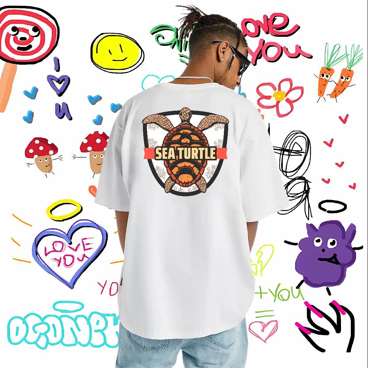 Fashion Design Man T Shirts 230g 100% Cotton Beach Tee Shirt Short Sleeve O-Neck Classic Mens Tshirts White Plus Size