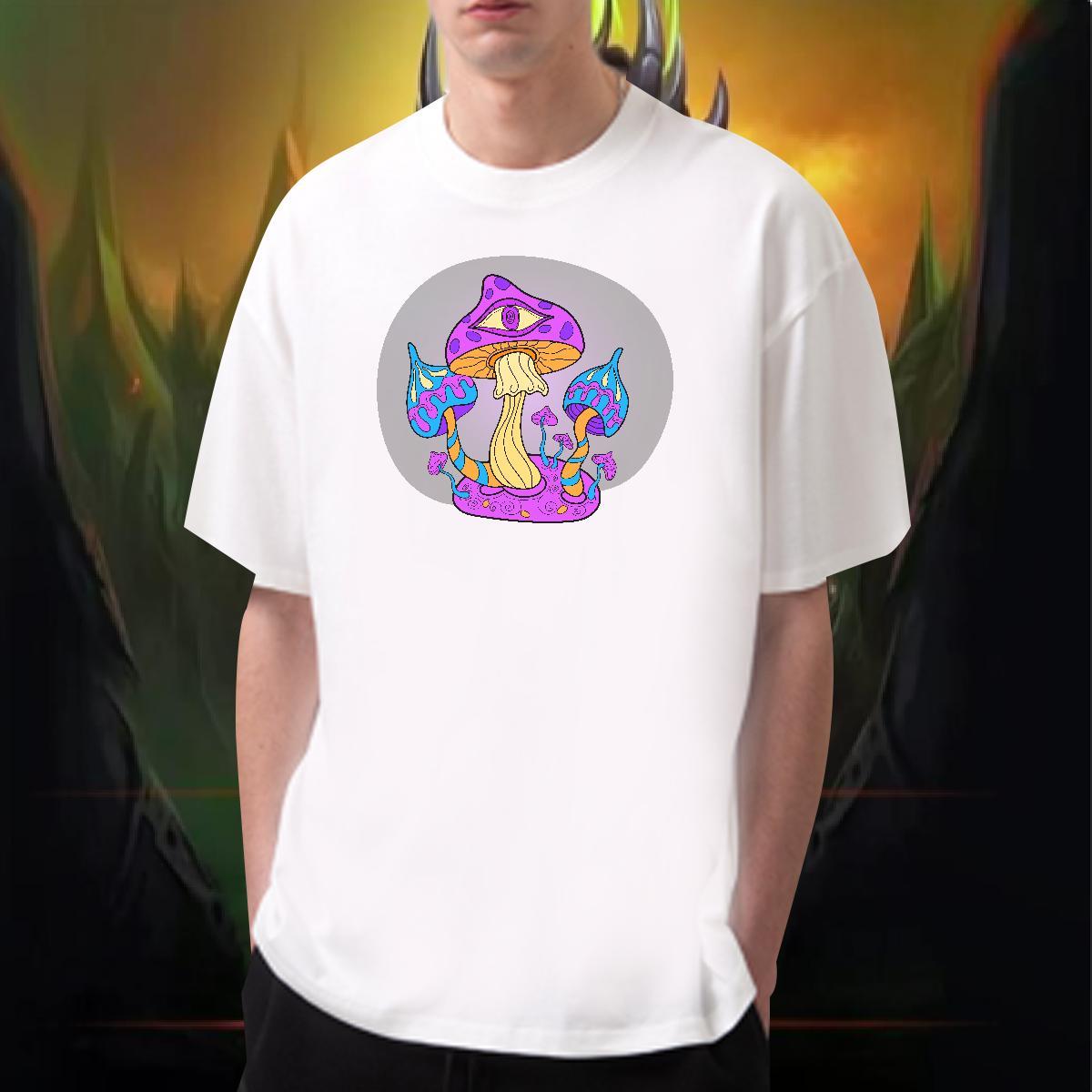 New Arrival Men T Shirts 100% Cotton 230g mushroom Street wear Hip Hop Tshirts Breathable Soft High Quality Men Tshirts DIY Printed