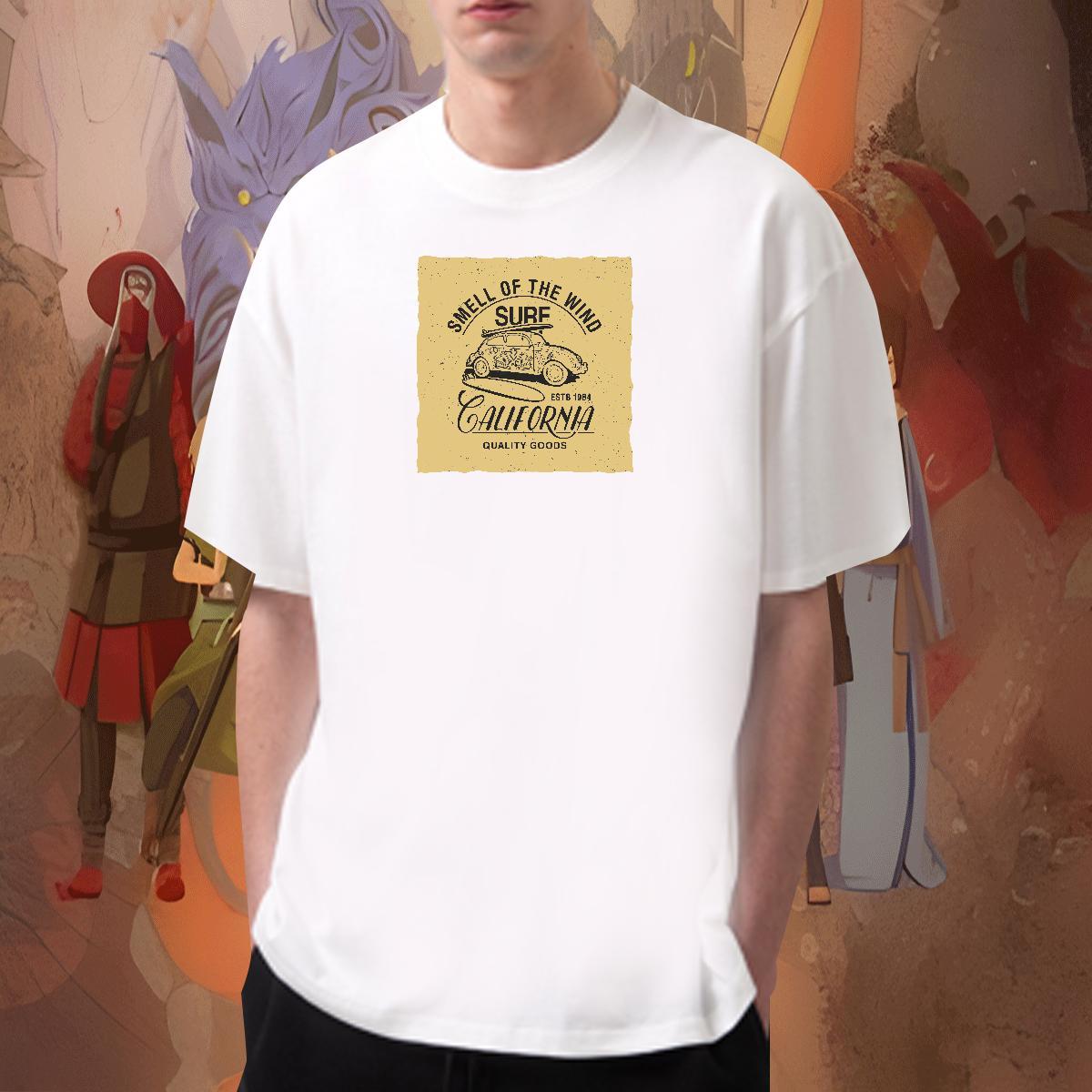 High Quality Men Clothes T-Shirt 230g Pure Cotton Street Casual car Anime Crew Neck Fashion Designer T Shirt For Man Tees Shirts