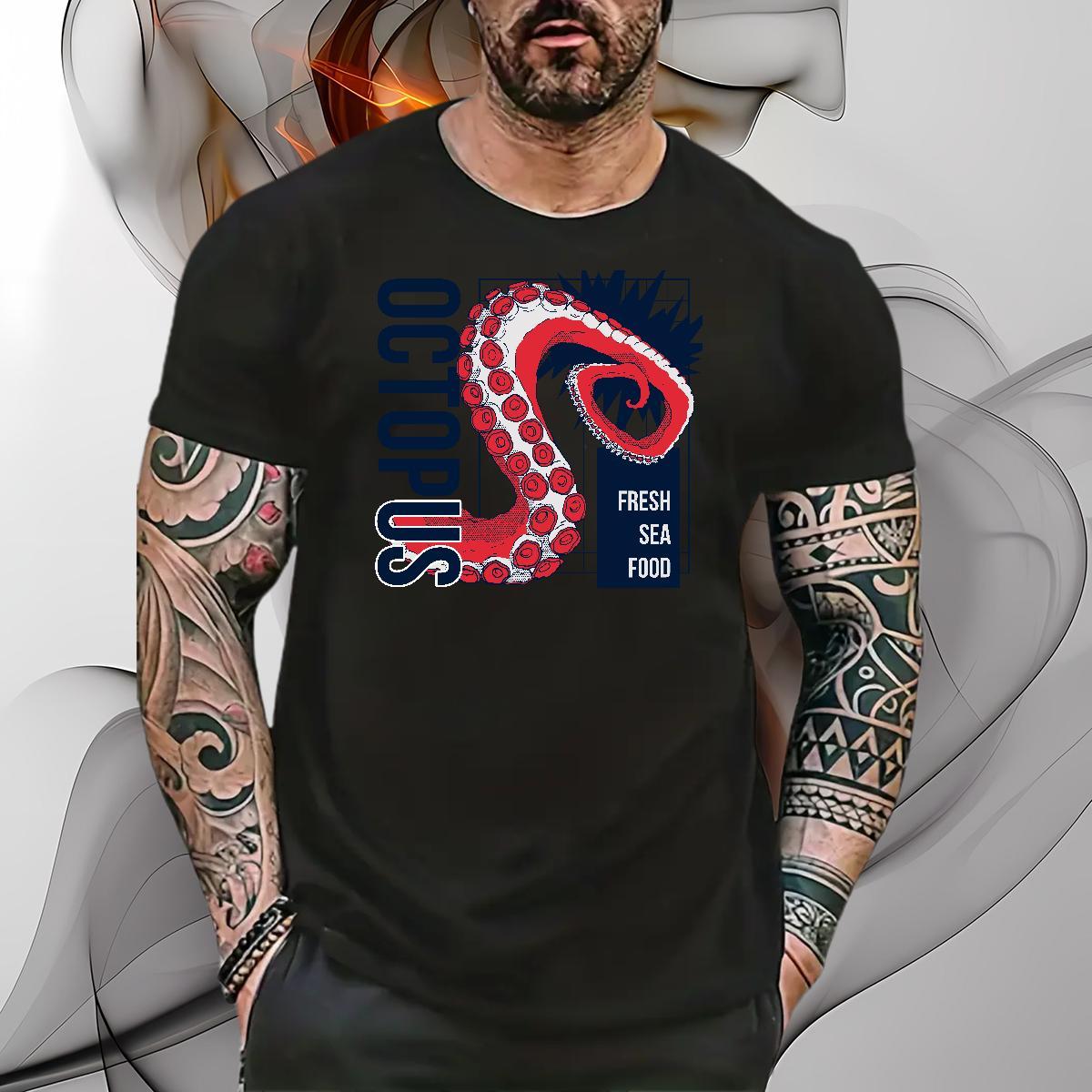 Fashion Designer T Shirt For Man 100% Cotton 230g octopus tentacle Daily Outfit Polos Breathable Unisex Men Tshirts Oversized