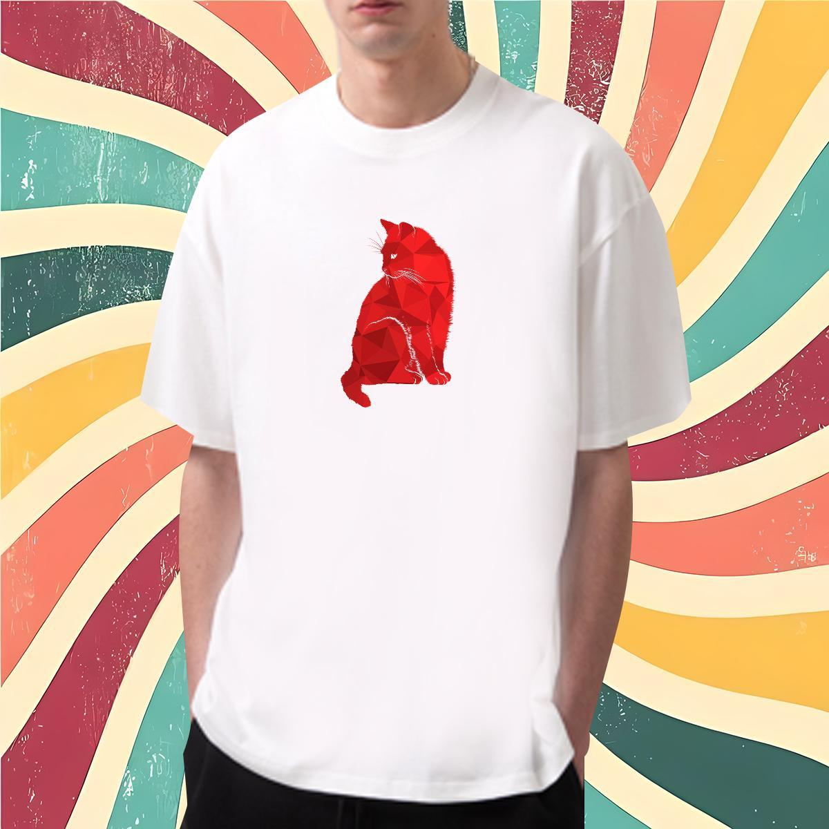 Stylist T-Shirts for Men 230g Cotton cat Casual Beach Tshirts Crew Neck Designer Tshirt for Man Woman Custom Cartoon
