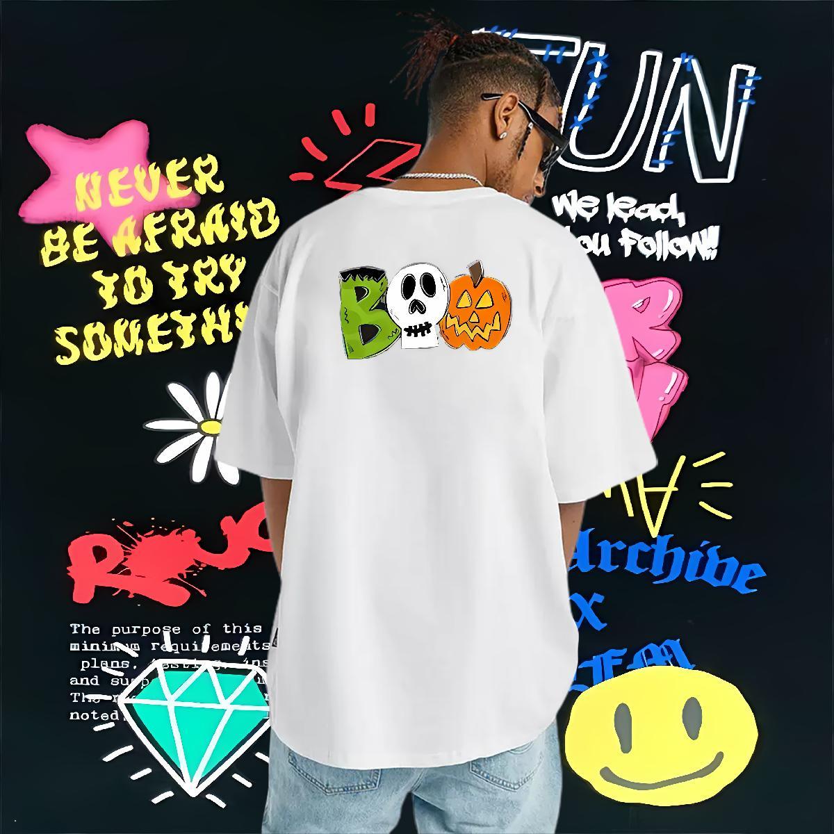 2024 DIY Mens T Shirts 230g Cotton halloween Outdoor Clothes Round Neck Short Sleeve Cool Design Men Clothes T-Shirt Custom Anime