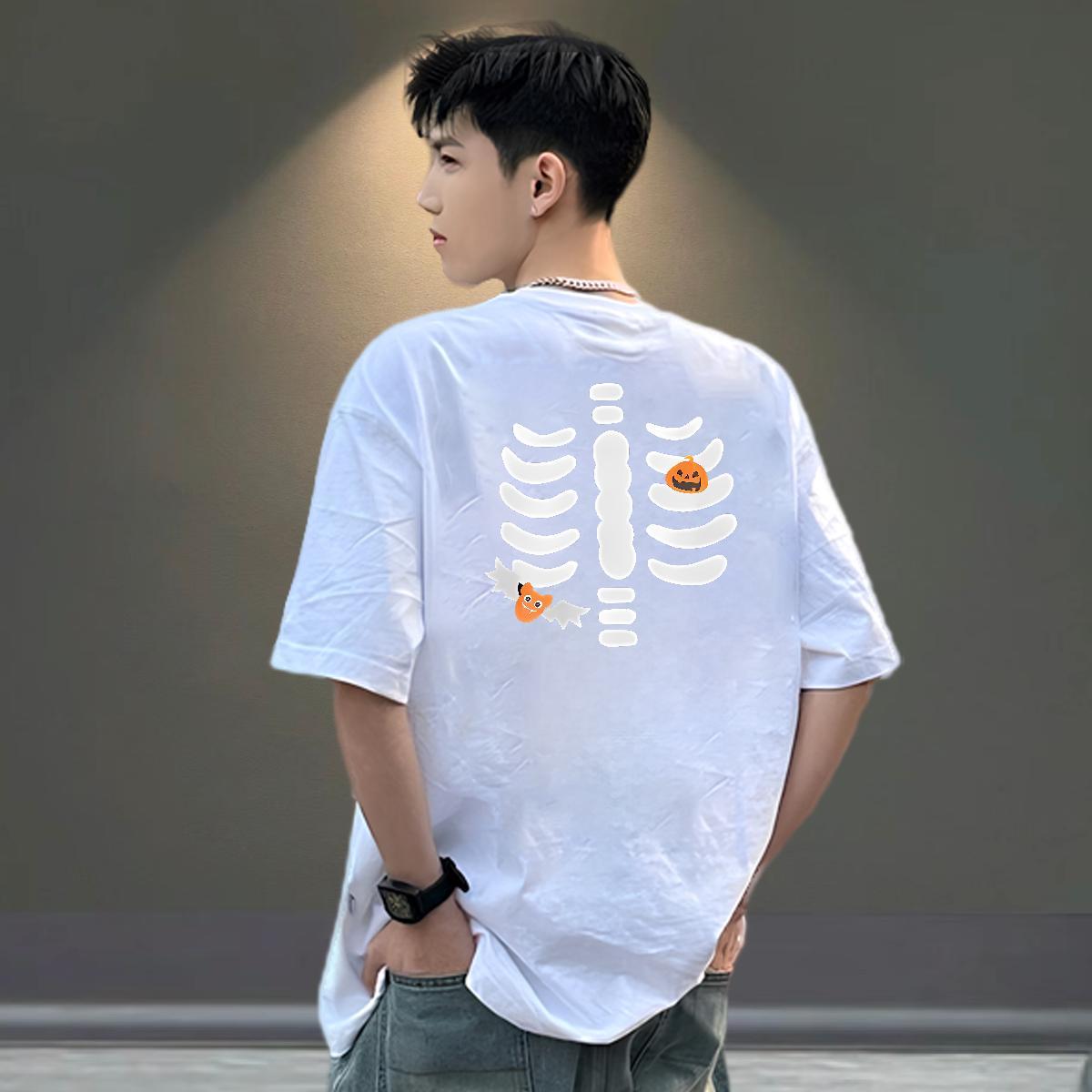 Designer Fashion Mens T Shirts 230g 100% Cotton halloween Street wear Hip Hop Tops Tees Breathable Crew Neck High Quality Men Tees Black White