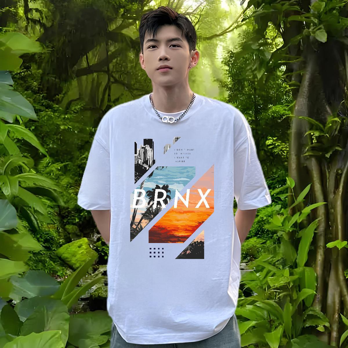 Factory Direct T shirt 100% Cotton 230g tree Street Wear Top Tees Breathable Crew Neck Loose Men Tshirts DIY Anime