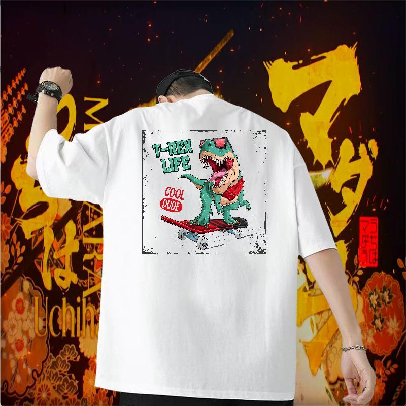 Classic T shirt 230g Cotton dinosaur Daily Wear Tee Shirt Breathable Short Sleeve Designer Men Tshirts DIY Logo Oversized