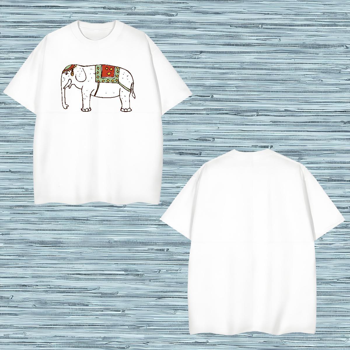 T Shirts Men 230g Pure Cotton elephant Outdoor Crew Neck Breathable DIY Logo Oversized Men Clothes T-Shirt Fashion Casual Cool Design Tops Shirt