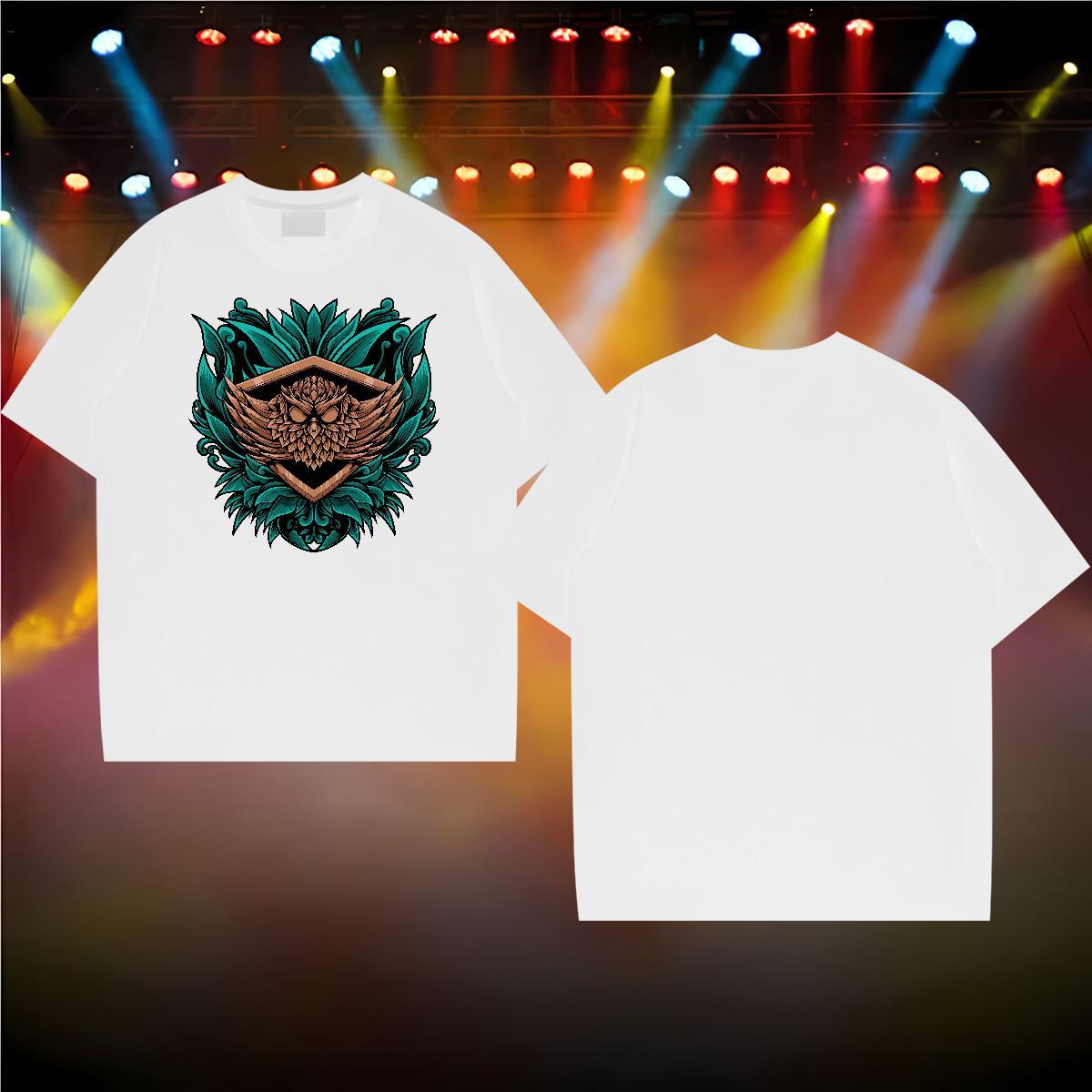 Classic T Shirts Men 230g Cotton Owl Outdoor Clothes Breathable Short Sleeve Cool Design Mens Tshirts Skull