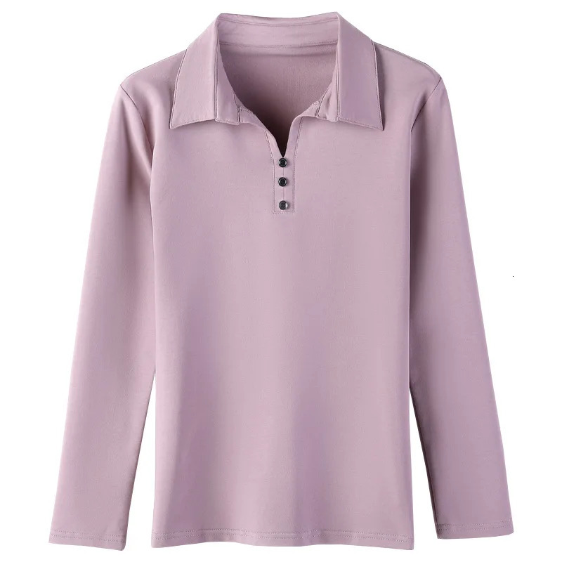 Spring and Autumn Long Sleeve Womens T-shirt Polo Bottom Shirt Womens Casual Lapel Body Shirt with Collar Ladies T-Shirt Tops 240806