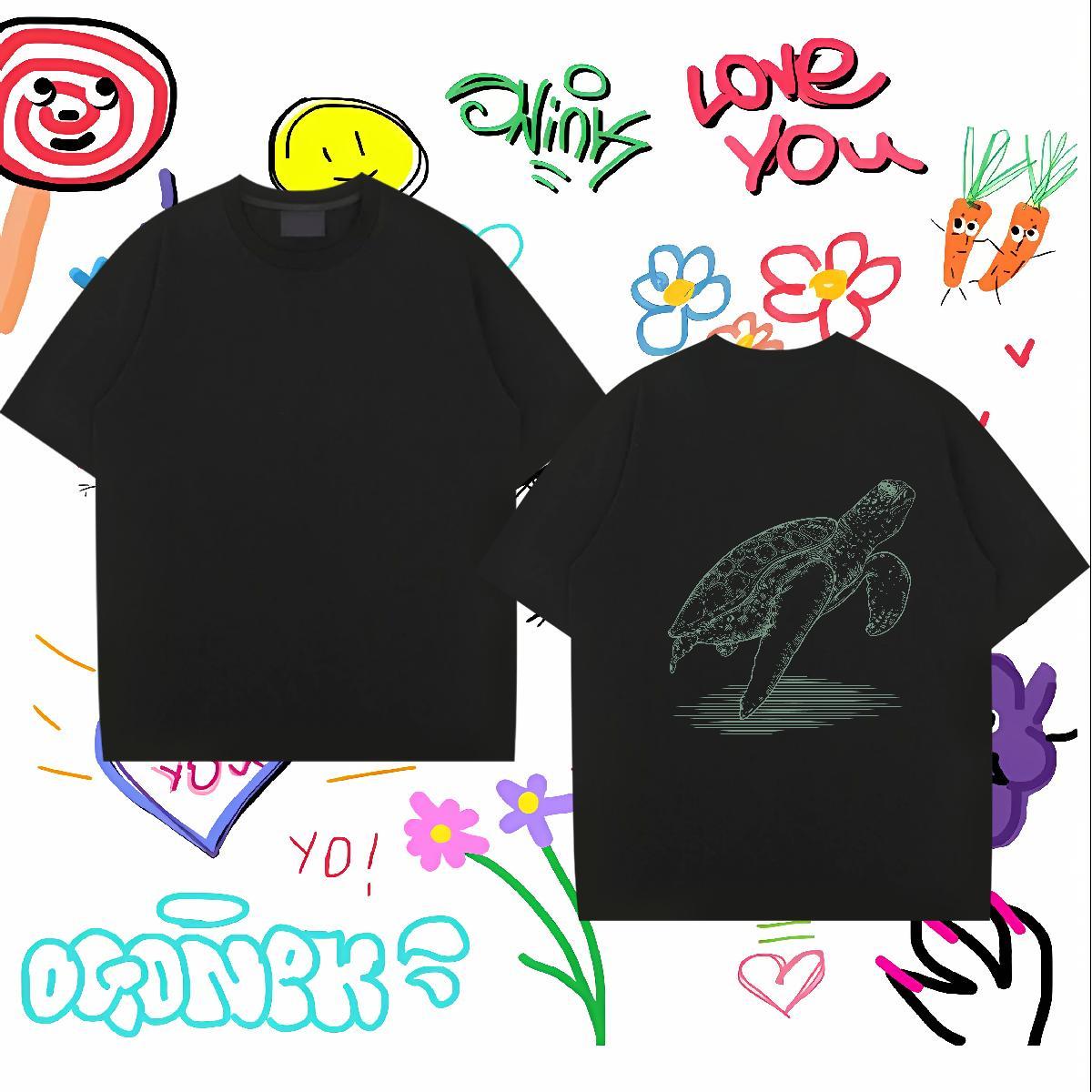 Stylist T shirt 230g Cotton tortoise Street Casual Clothings O-Neck Short Sleeve Unisex Mens Tshirts Graphic