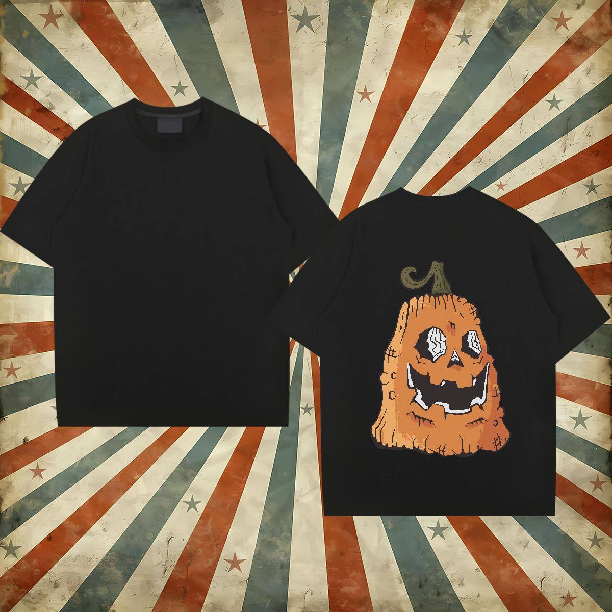 Fashion Casual T shirt 230g Pure Cotton Halloween High Street Hip Hop Clothings O-Neck Short Sleeve Unisex Couples T Shirts Custom Cartoon