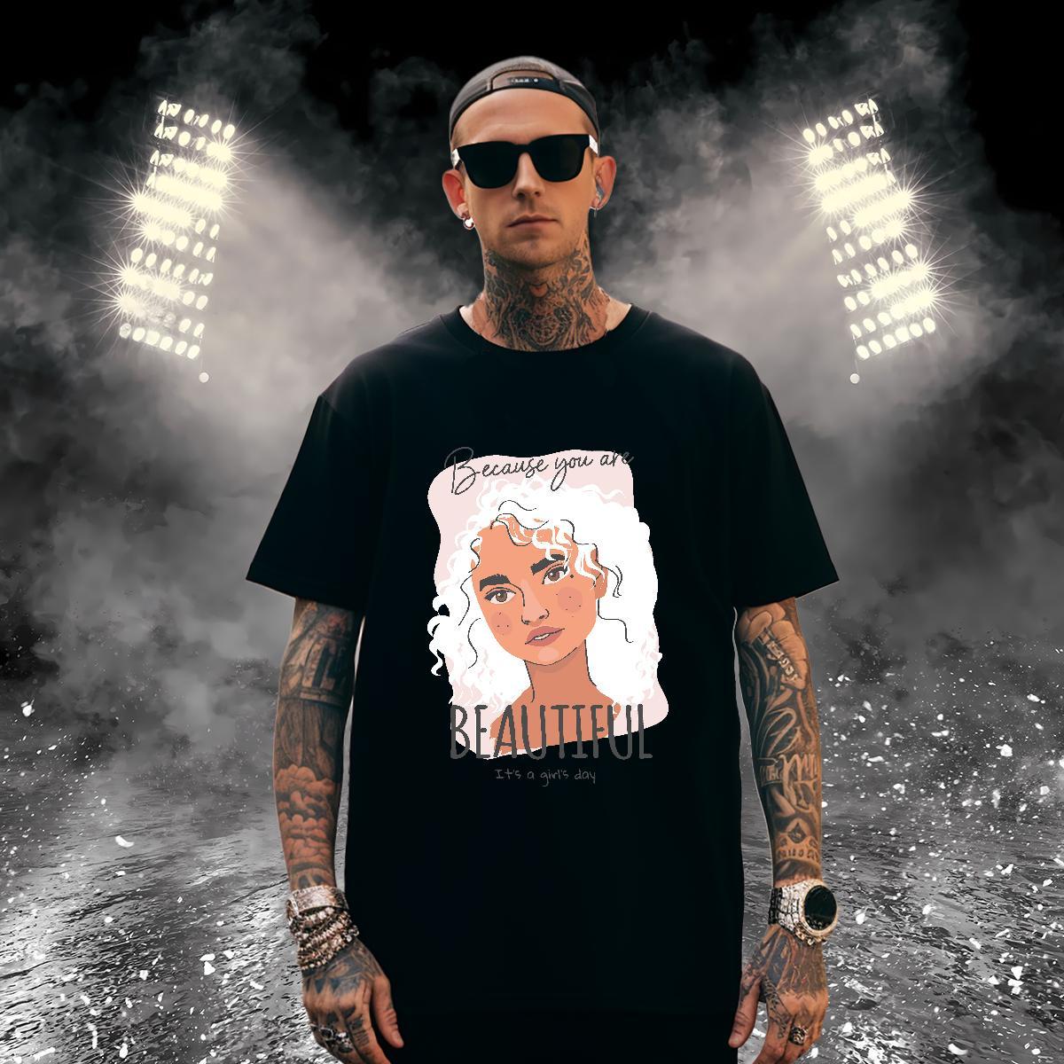 T-Shirts 100% Cotton 230g women Daily Wear Breathable Short Sleeve Skull Men Tshirts 2024 New High Quality Tops Shirt