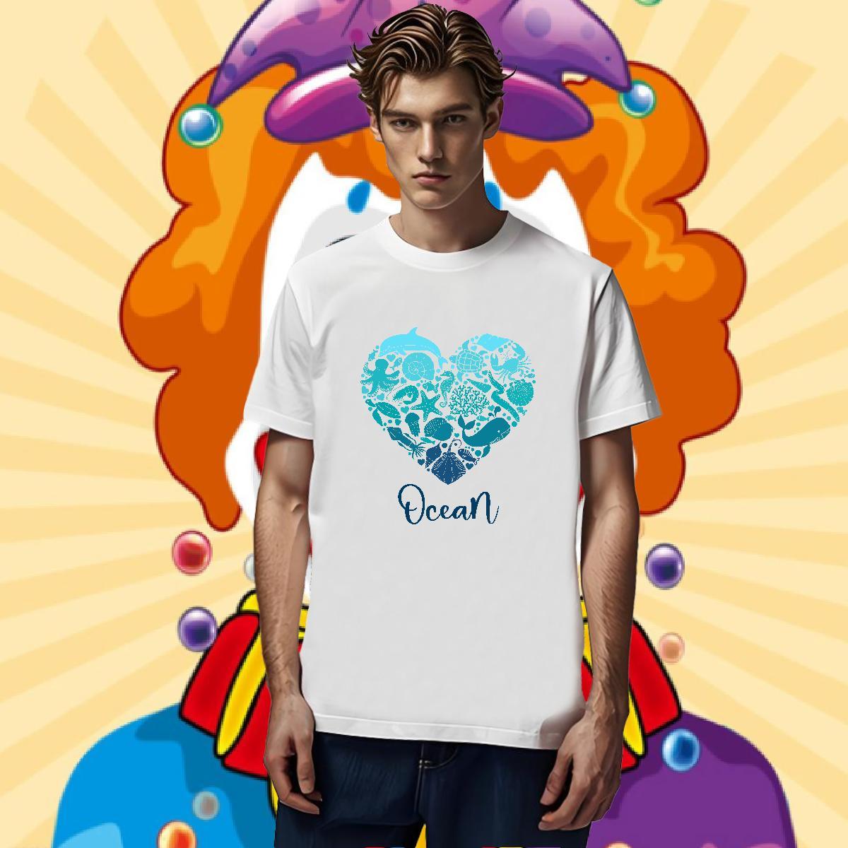 New Designer T Shirt For Man 230g 100% Cotton fish Daily Wear Tshirts Breathable Crew Neck Comfortable Men Clothes T-Shirt Anime Print