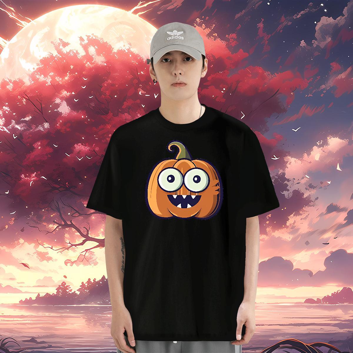 T-Shirts for Men 100% Cotton 230g pumpkin Street Breathable Plus Size Cartoon Men Tops Tees 2024 DIY Wholesale Tops Shirt