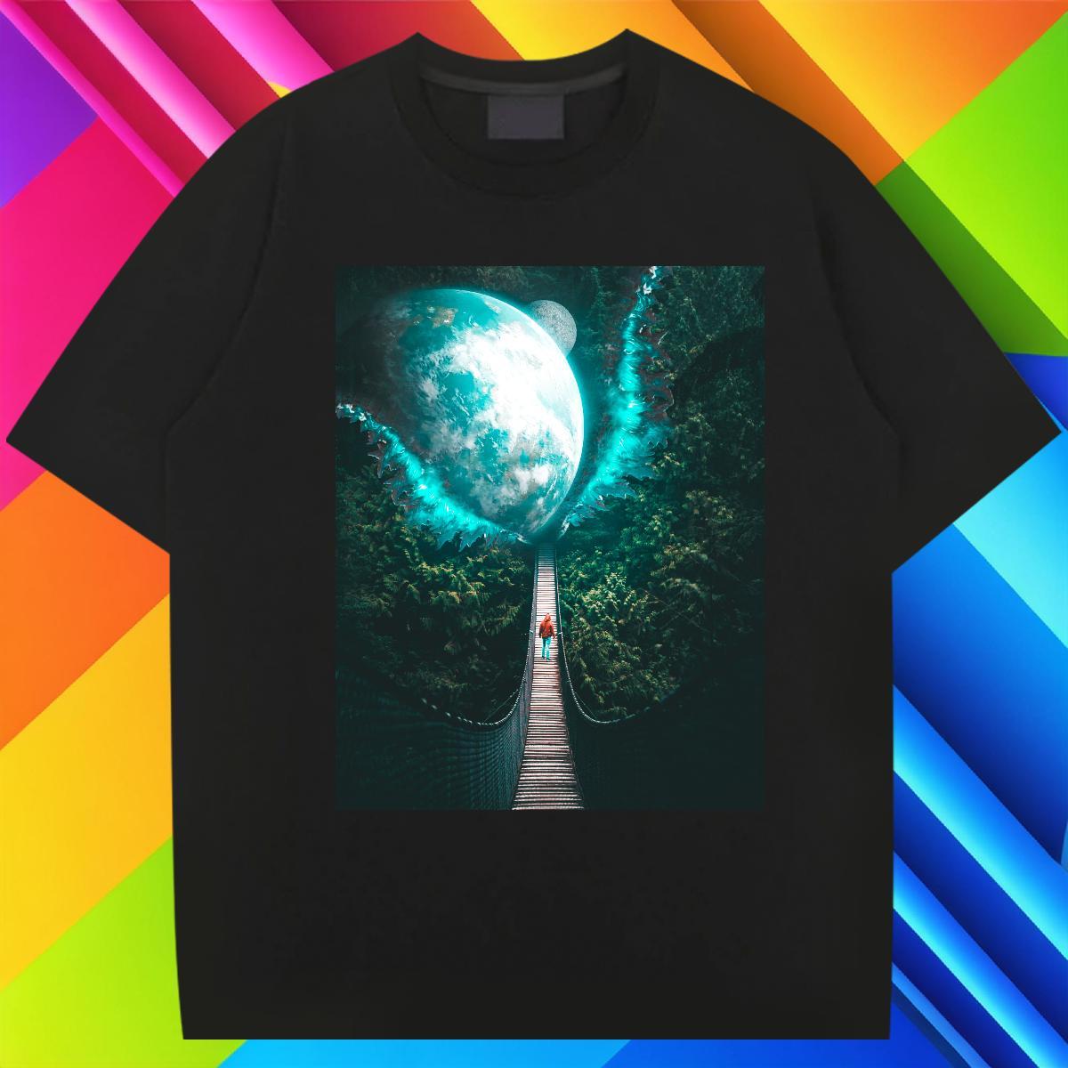 Soft Men Clothes T-Shirt 230g Cotton Outdoor sky DIY Short Sleeve O-Neck Classic Casual T shirt Tops Tees