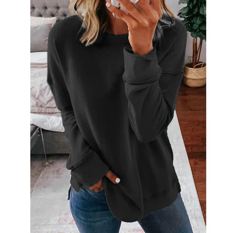 Autumn Women Clothing Women Top Loose Casual Crewneck Long Sleeve T Shirt 240806