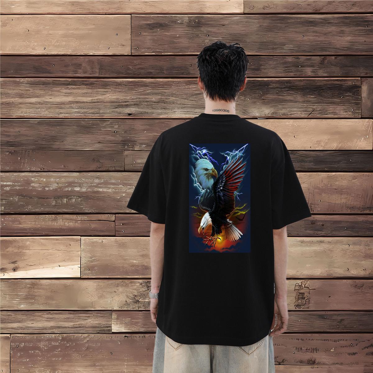Wholesale T Shirts Men 230g Pure Cotton cool High Street Hip Hop Tops Short Sleeve Soft TOP Quality Tshirts Cartoon Printing L-4XL