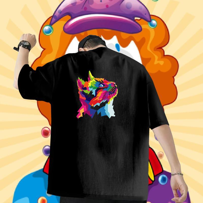 Wholesale Man T Shirts 100% Cotton 230g cute High Street Hip Hop Clothes Crew Neck Loose Men Tees Black Oversized