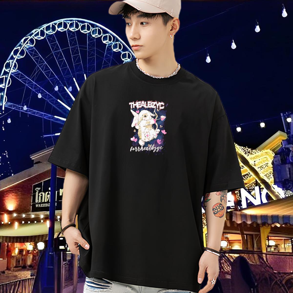 Free Shipping T Shirts Men 100% Cotton 230g rabbit Sport Tops Shirt Breathable Short Sleeve Comfortable Men Tshirts Oversized 3XL 4XL