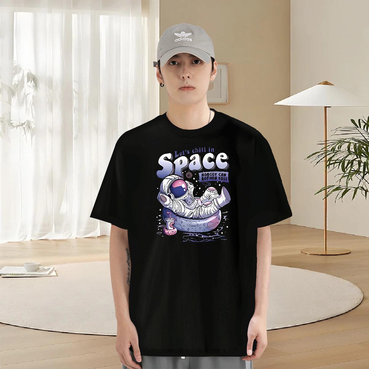 Comfortable Mens Tshirts 230g Pure Cotton Home Outdoor spaceman Custom Printing Breathable Crew Neck Fashion New Mens T Shirts Clothes