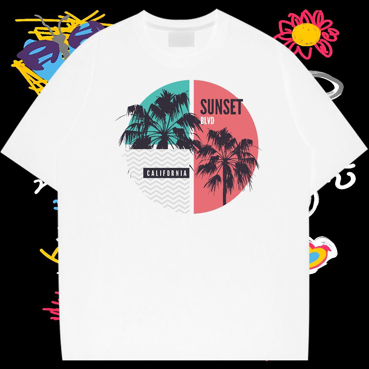 Wholesale T-Shirts for Men 230g 100% Cotton tree Street wear Hip Hop Top Tees Pure Cotton Cool Design Couples T Shirts Custom Print Plus Size