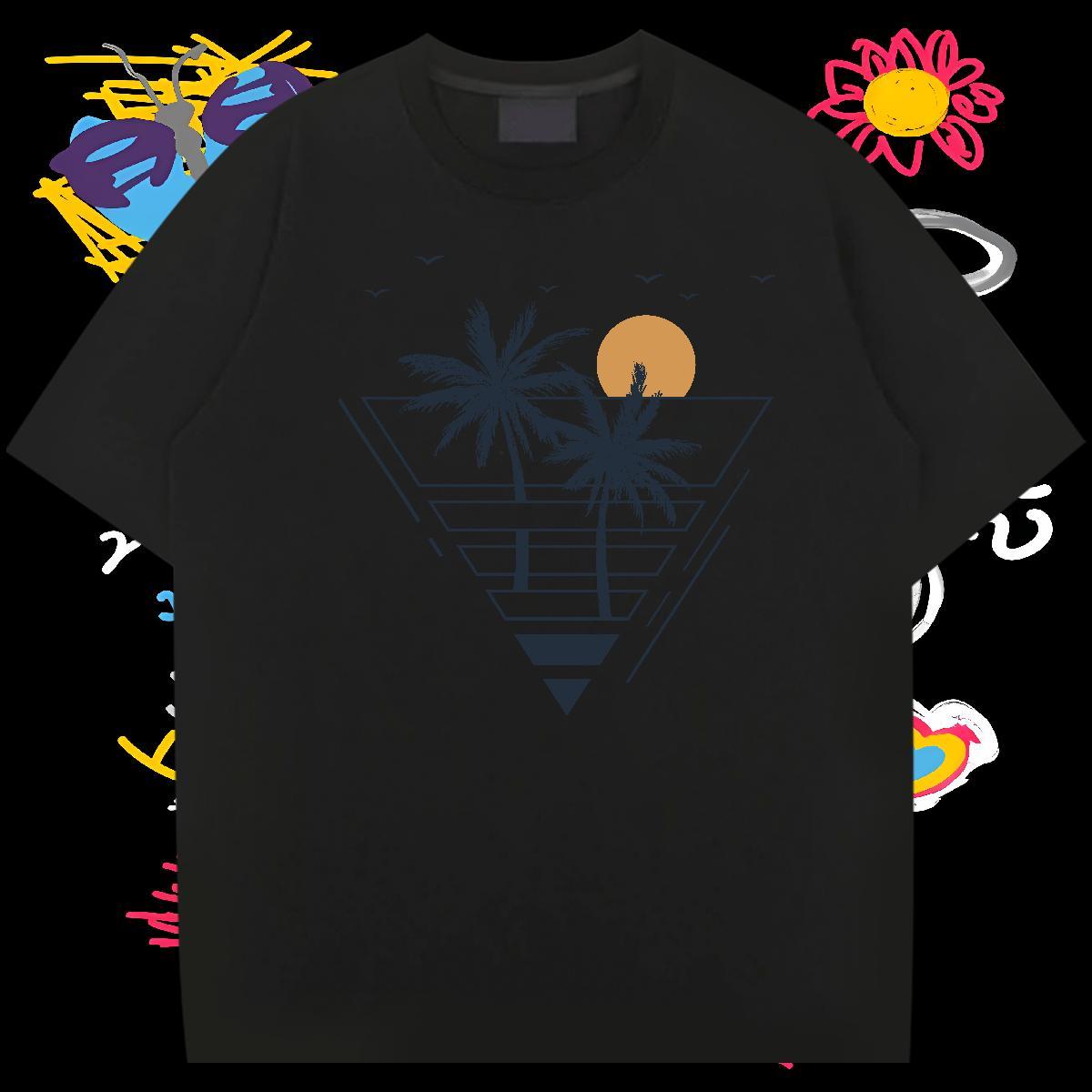 2024 Summer Man T Shirts 230g Cotton tree Outdoor Tops Short Sleeve Soft Loose Tshirt for Man Woman Oversized 3XL 4XL