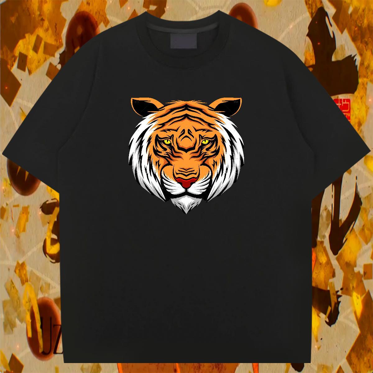 Loose Fit Tshirt for Man Woman 230g Cotton Street wear Hip Hop tiger Custom Big Size Short Sleeve O-Neck Fashion Designer Mens T Shirts Polos