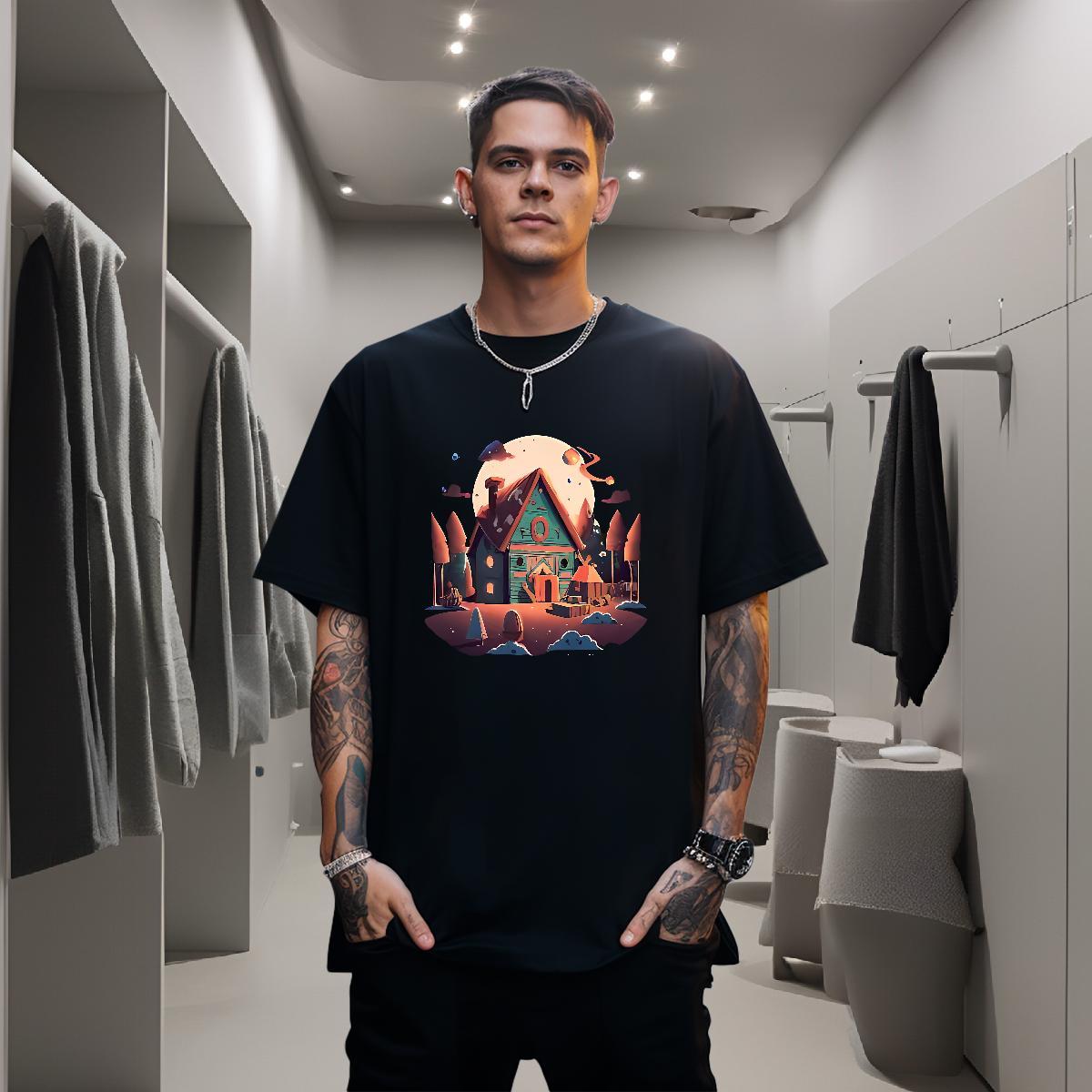 Mens T Shirts 230g 100% Cotton icon Home Outdoor Breathable Soft DIY Printed Men Tops Tees Brand Cool Design Clothings