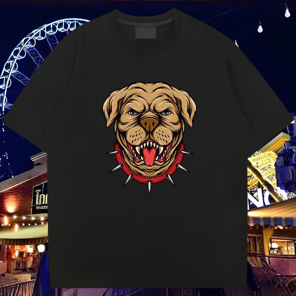 2024 Summer Man T Shirts 100% Cotton 230g dog Street Clothings O Neck Short Sleeves Loose Fit Tshirts Custom Printed