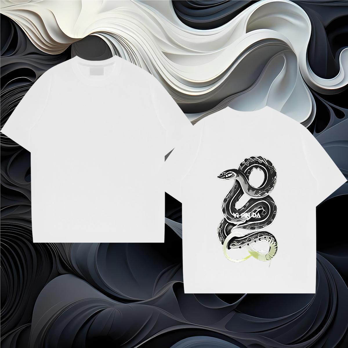 Casual New Man T Shirts 230g Pure Cotton snake Daily Outfit Tee Shirt Crew Neck Wholesale Couples T Shirts Custom Printing