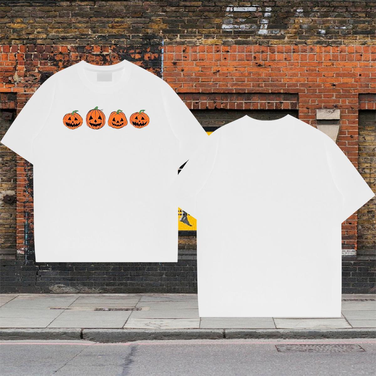 Stylist T-Shirts for Men 230g Pure Cotton pumpkin Hip Hop Street Polos Short Sleeve Soft Loose Fit Couples T Shirts Anime