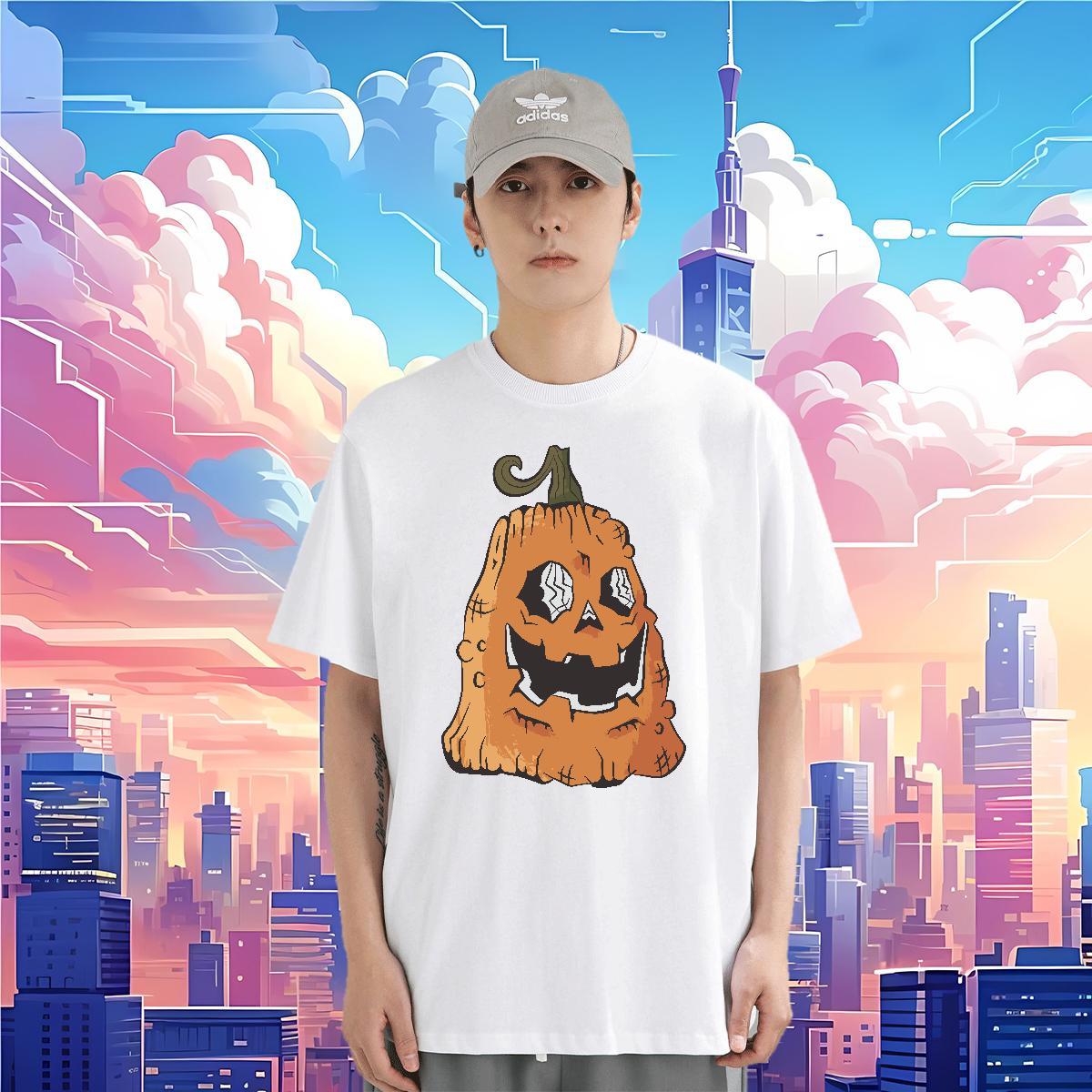 Men T Shirts 100% Cotton 230g Halloween Home Outdoor Breathable Crew Neck Anime Men Clothes T-Shirt DIY Customized Comfortable Tshirts