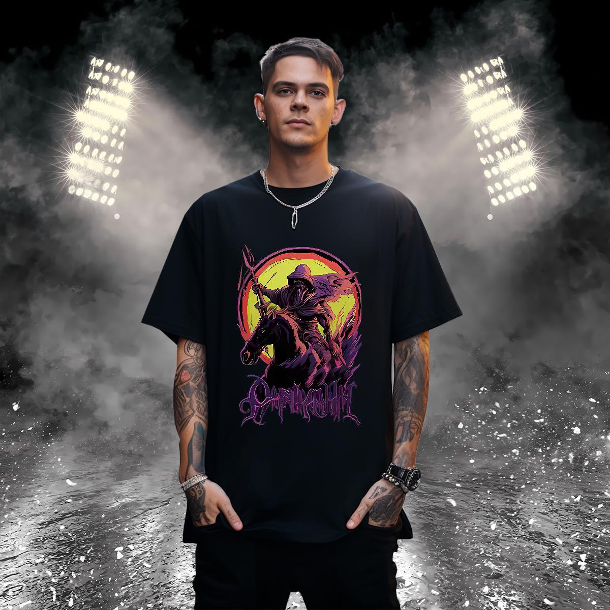 T Shirts Men 230g Pure Cotton horse Casual Beach Breathable Crew Neck Anime Print Couples T Shirts Stylist Loose Fit Top Tees