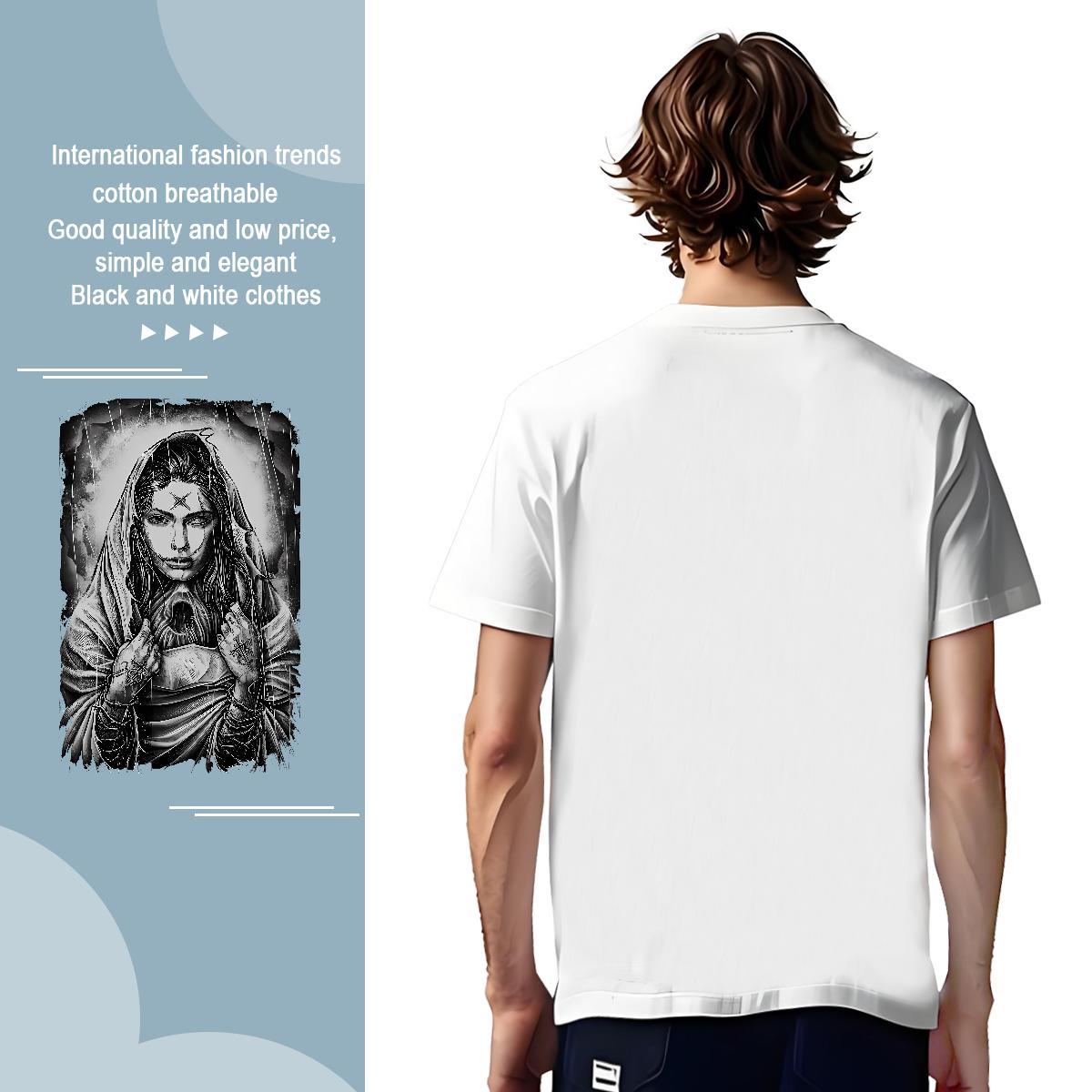 Mens T Shirts 230g 100% Cotton nun Daily Wear Short Sleeve O-Neck Cartoon Printing L-4XL Mens Tshirts Casual New Comfortable Clothes