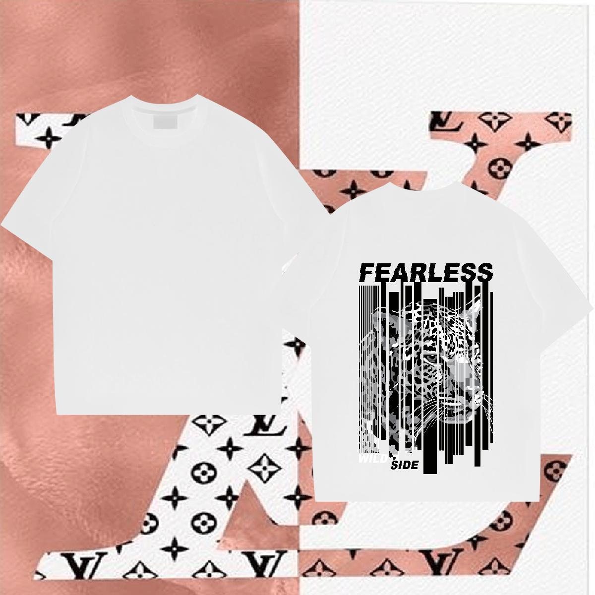 Fashion Casual T Shirt For Man 230g Pure Cotton leopard,letter,line Daily Wear Tops Breathable Loose Fit Men Clothes T-Shirt Oversized
