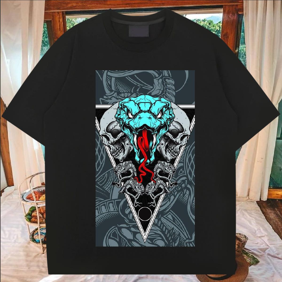 New Man T Shirts 230g Pure Cotton snake Casual Daily Wear Polos Breathable Crew Neck Designer Men Clothes T-Shirt Skull
