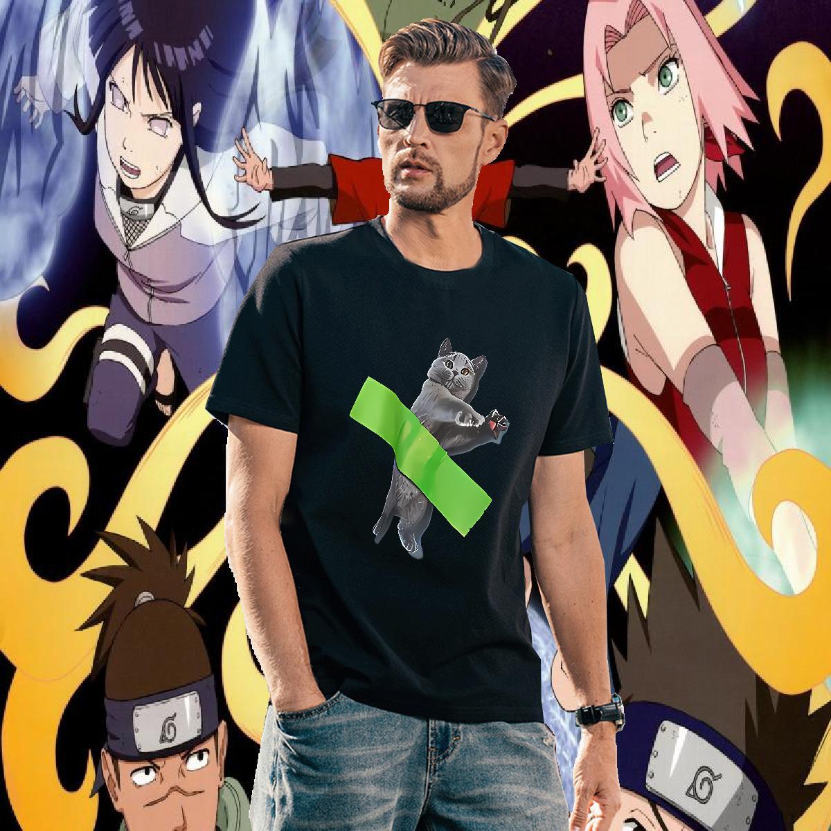 Fashion Designer Men T Shirts 230g 100% Cotton cat Street Wear Tops Tees O Neck Short Sleeves Wholesale Men Tees DIY