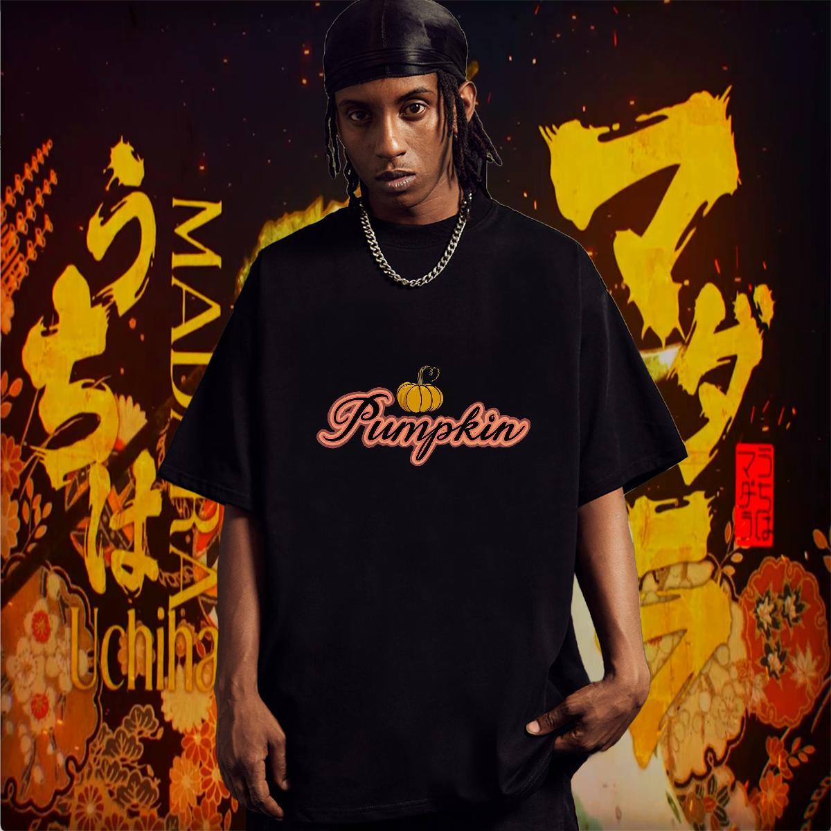 T Shirts Men 100% Cotton 230g pumpkin Spring Summer Pure Cotton Anime Print Men Tshirts Brand Popular Top Tees