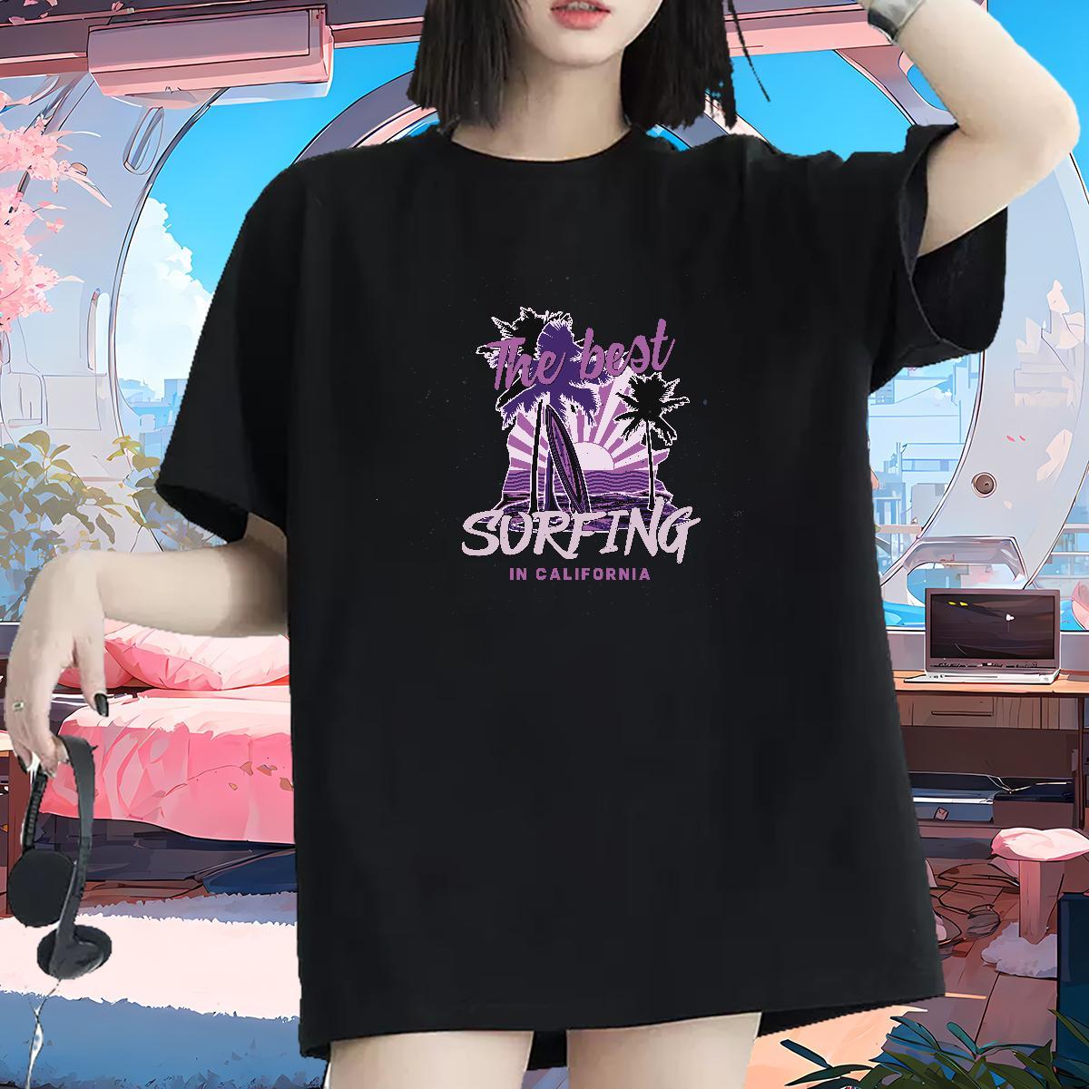 Wholesale T-Shirts for Women Breathable Short Sleeve Women Tees White Plus Size tree Daily Wear 230g Cotton 2024 Designer Tops