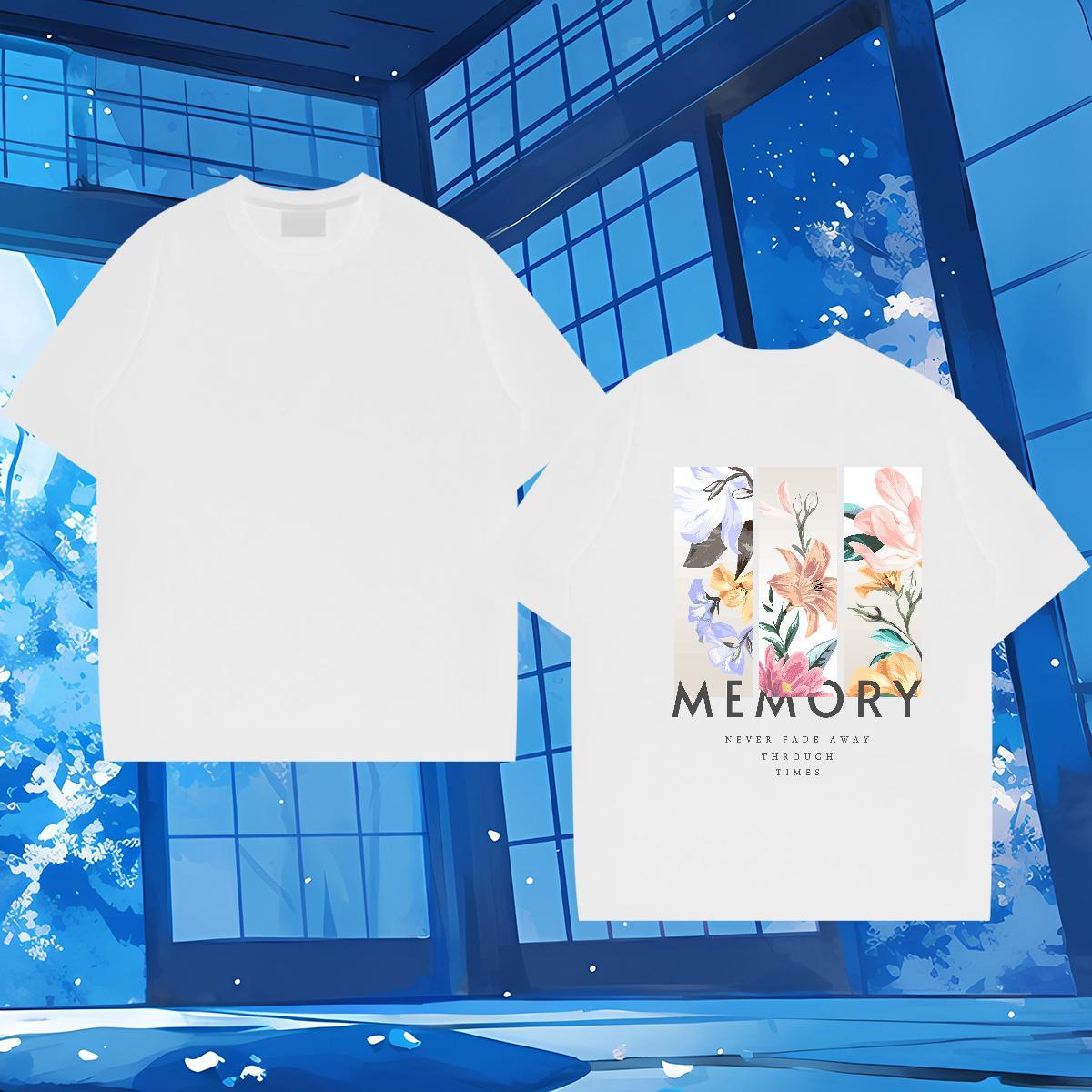 Classic T Shirt For Man 100% Cotton 230g flower High Street Hip Hop Top Tees Breathable Short Sleeve High Quality Men Clothes T-Shirt DIY Logo Oversiz