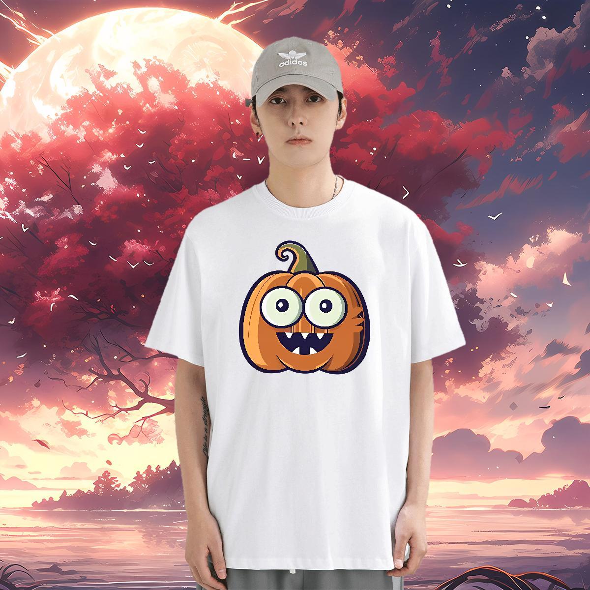 T-Shirts for Men 100% Cotton 230g pumpkin Street Breathable Plus Size Cartoon Men Tops Tees 2024 DIY Wholesale Tops Shirt