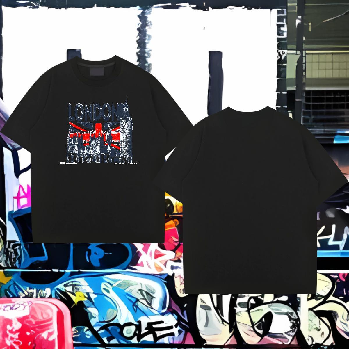 Custom Mens T Shirts 100% Cotton 230g Tall buildings Hip Hop Street Clothes Breathable Short Sleeve Wholesale Tshirt for Man Woman Oversized 4XL