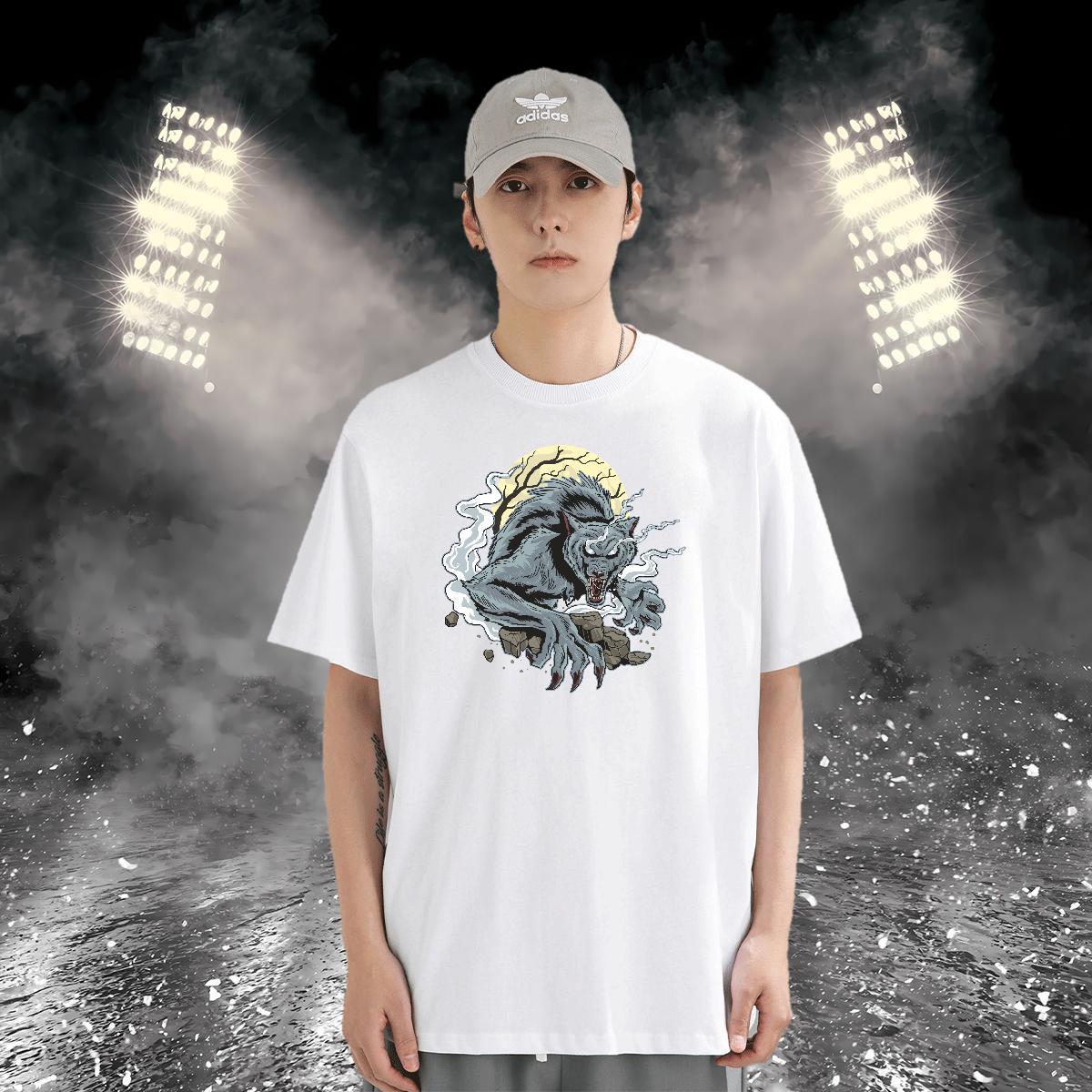 T shirt 100% Cotton 230g Halloween Summer Casual Short Sleeve Soft Cartoon Printing L-4XL Men Tshirts 2024 Loose Fit Polos