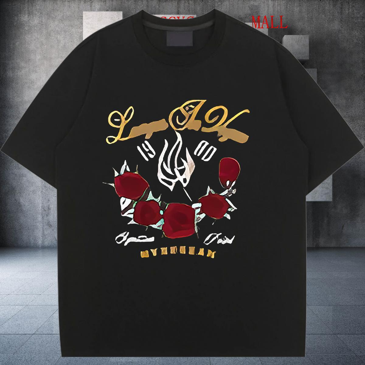 Nice T shirt Breathable Crew Neck Couples T Shirts Black Oversized ROSE Daily Wear 230g Pure Cotton DIY Tops Tees