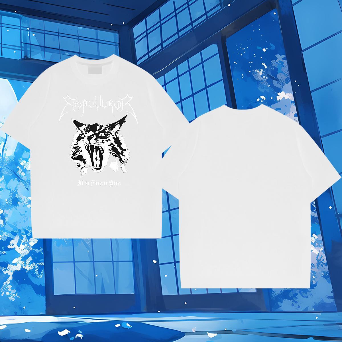 Free Shipping Mens T Shirts 100% Cotton 230g ferocity Daily Outfit Clothes Breathable Crew Neck Unisex Men Tees Custom Cartoon